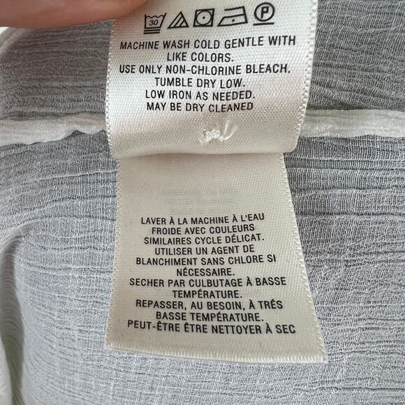 MAEVE White Crinkled Blouse Cotton Short Sleeve Round Hem Pullover Size X-Small - Picture 8 of 9